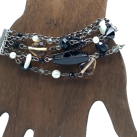 Lia Sophia VIXEN MOP, Faux Pearl, Acrylic & Glass Beaded Multi-Strand Bracelet - Picture 11 of 12